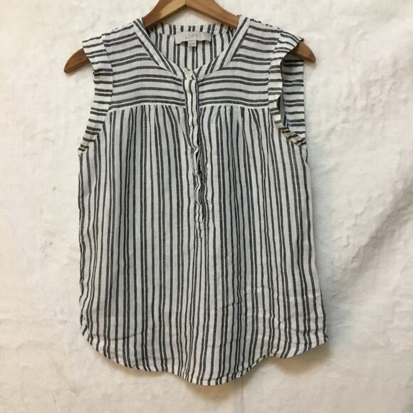 Loft Blue Striped Sleeveless Top - Picture 1 of 9